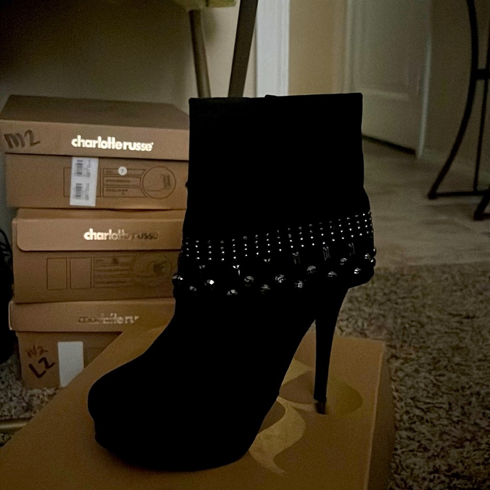 Black suede booties